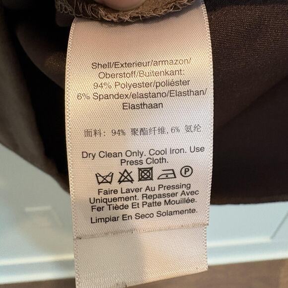 DKNY Dress Womens 6 Brown Faux Suede Puff Sleeve‎ V Neck Fitted Mini Cocktail - Picture 10 of 12